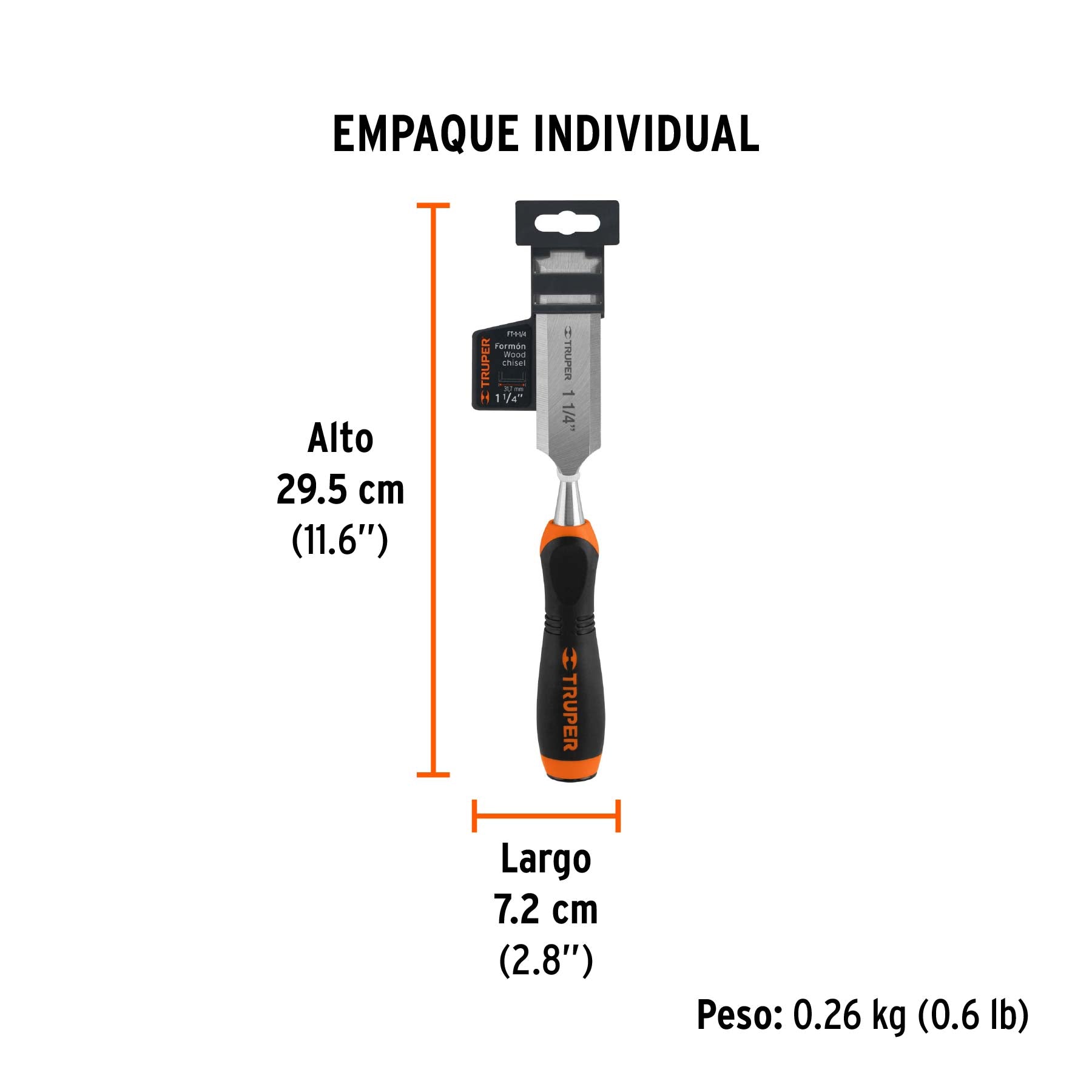 Formón, mango comfort grip, 1-1/4"