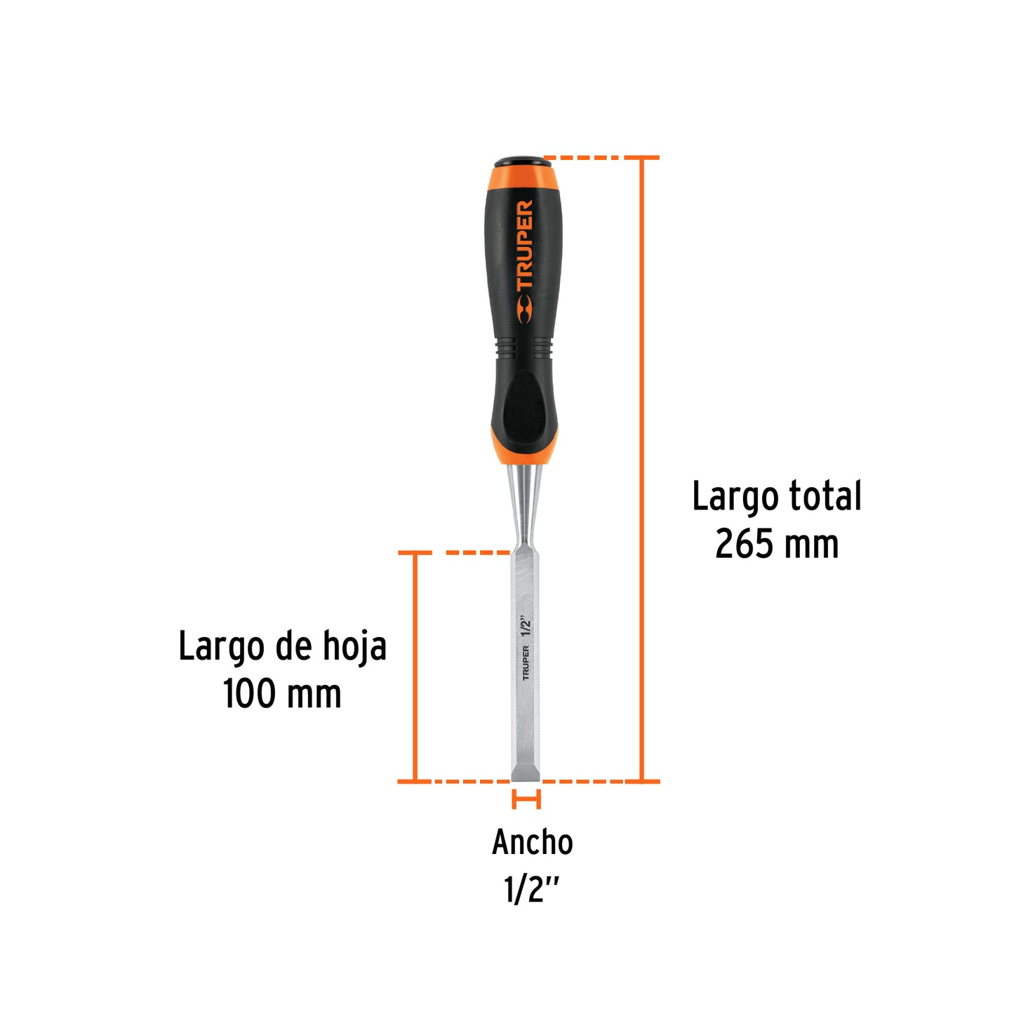 Formón, mango comfort grip, 1/2"