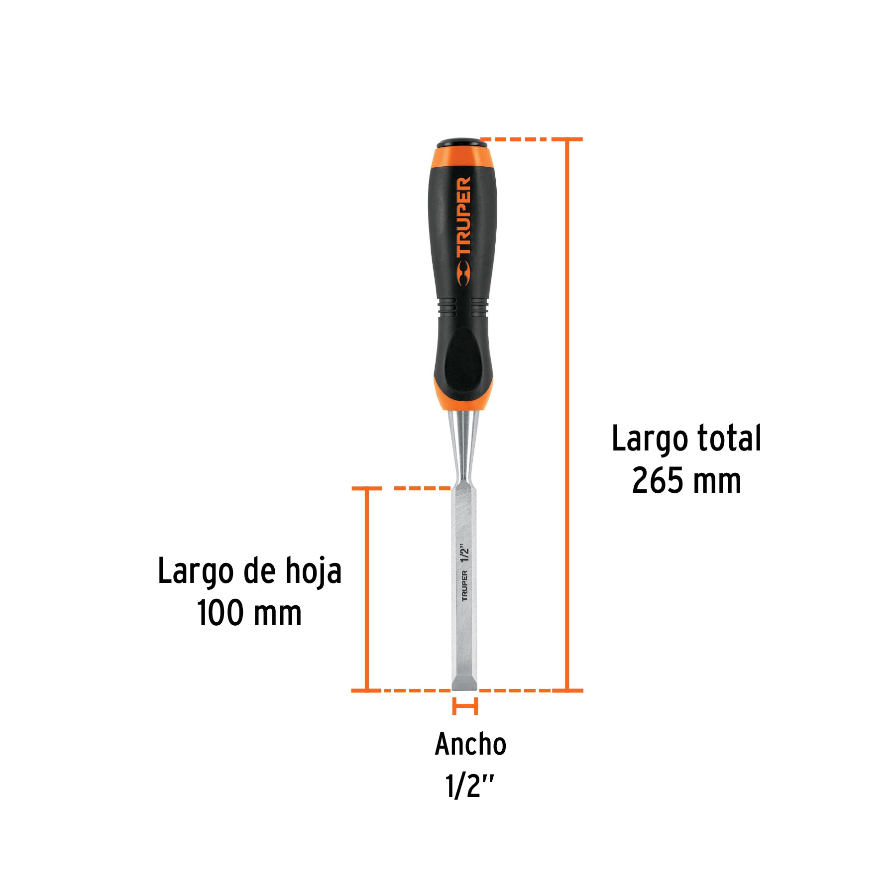Formón, mango comfort grip, 1/2"