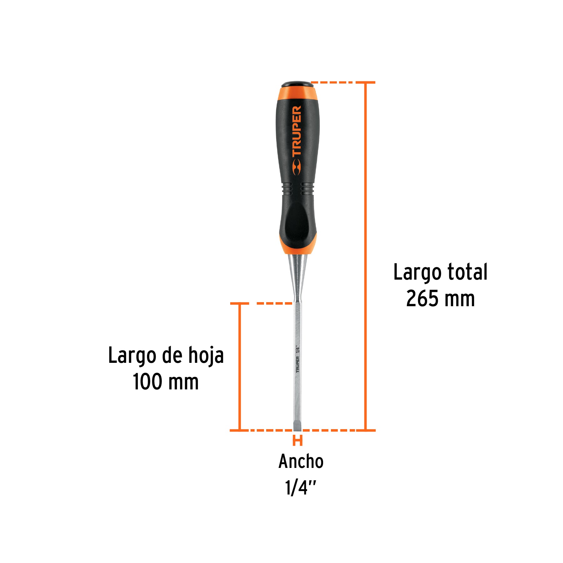 Formón, mango comfort grip, 1/4"