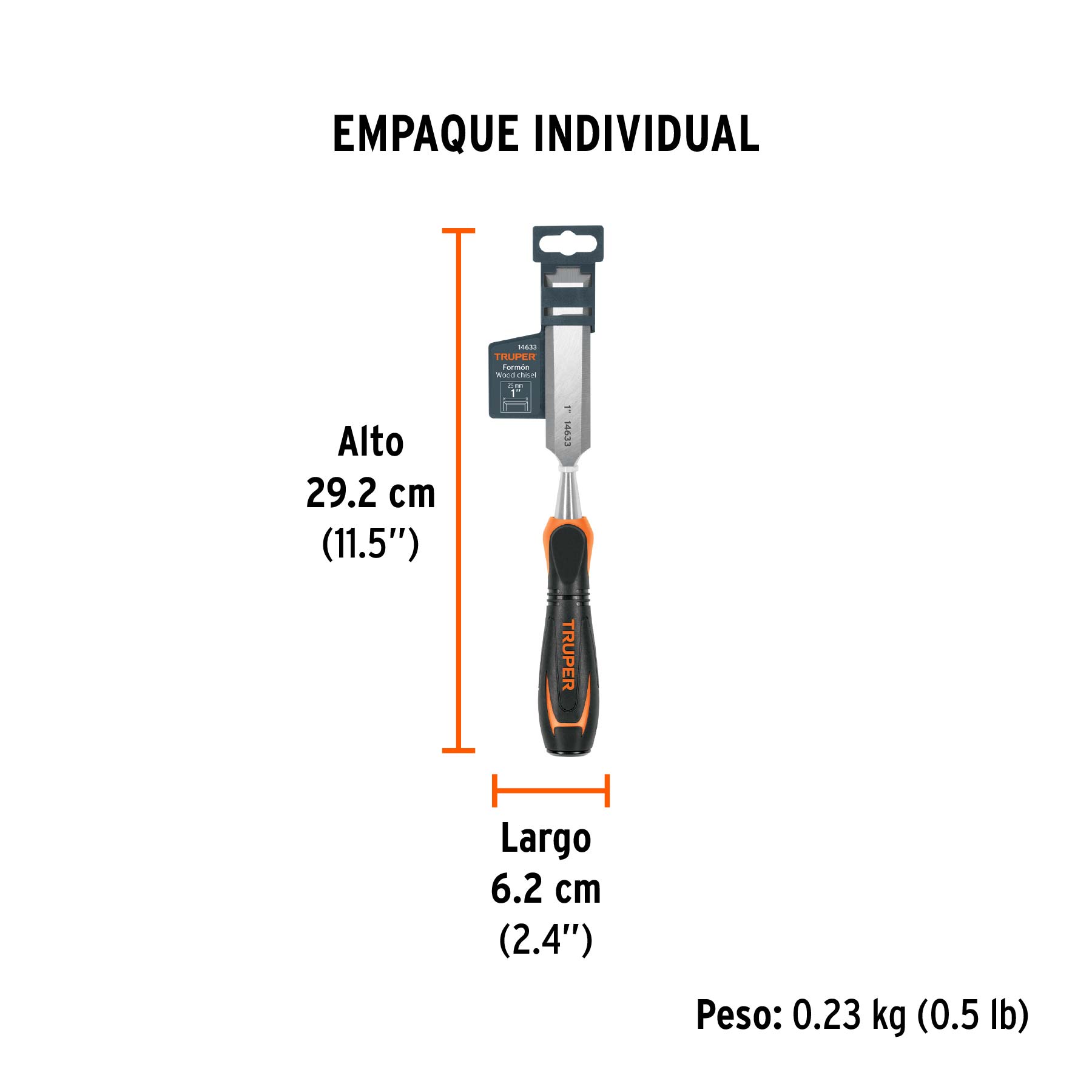 Formón, mango comfort grip, 1"