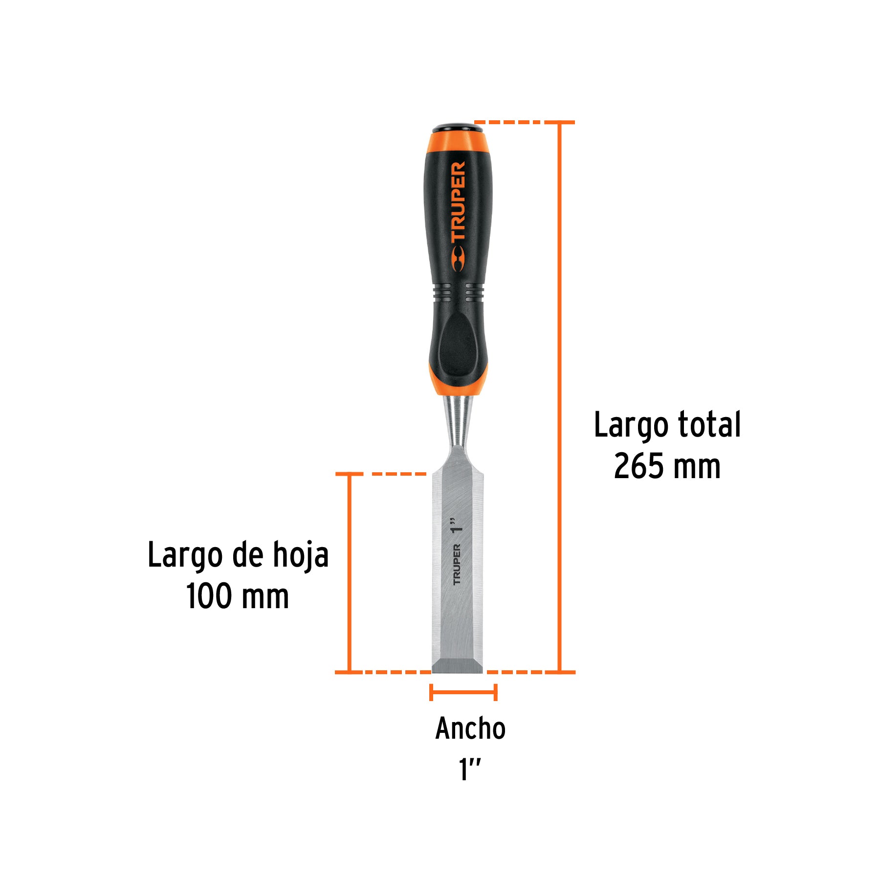 Formón, mango comfort grip, 1"