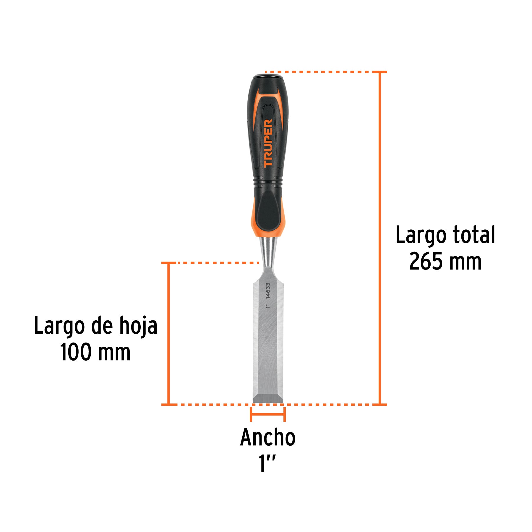 Formón, mango comfort grip, 1"