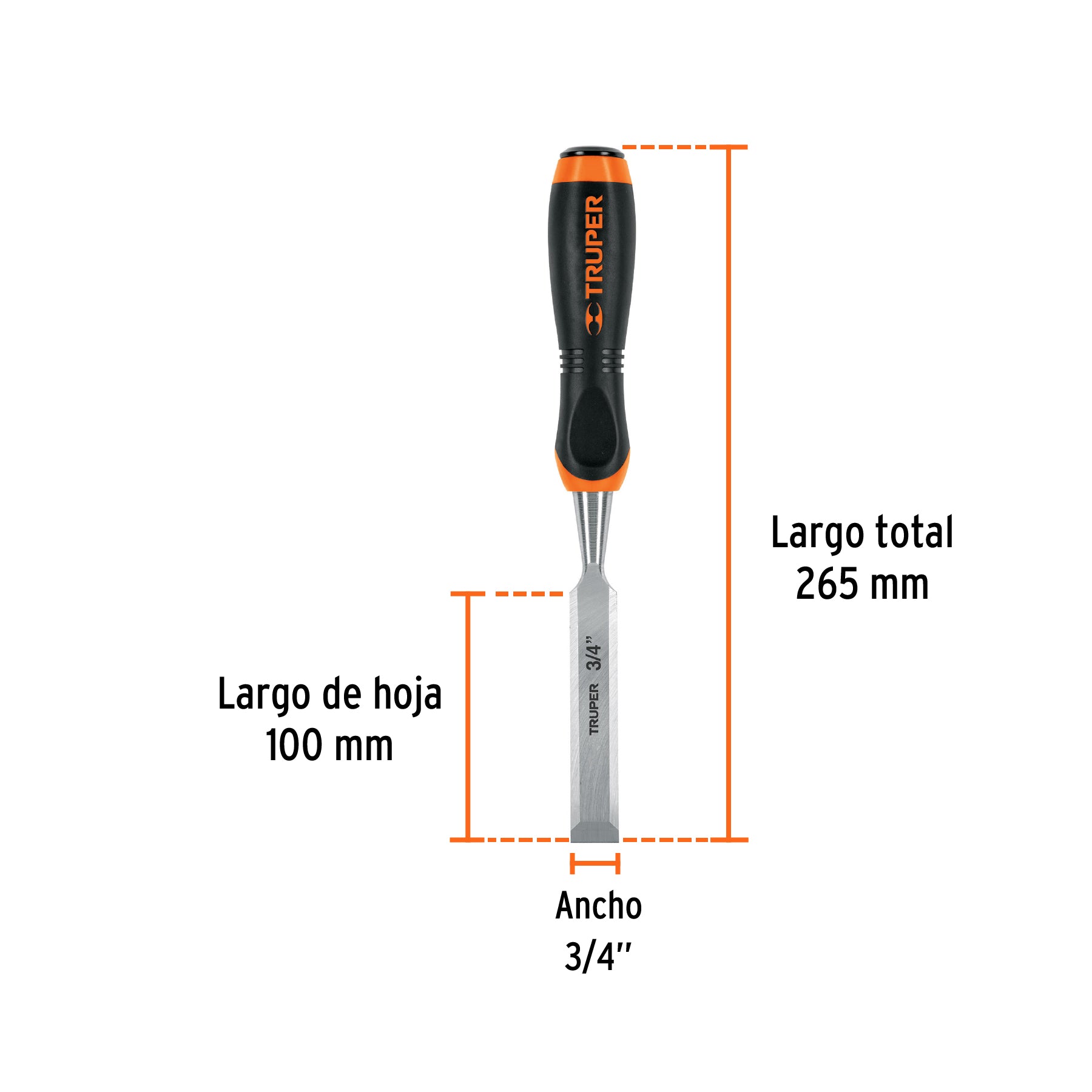 Formón, mango comfort grip, 3/4"