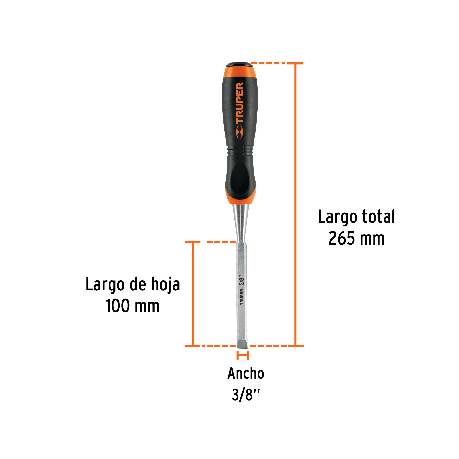 Formón, mango comfort grip, 3/8"
