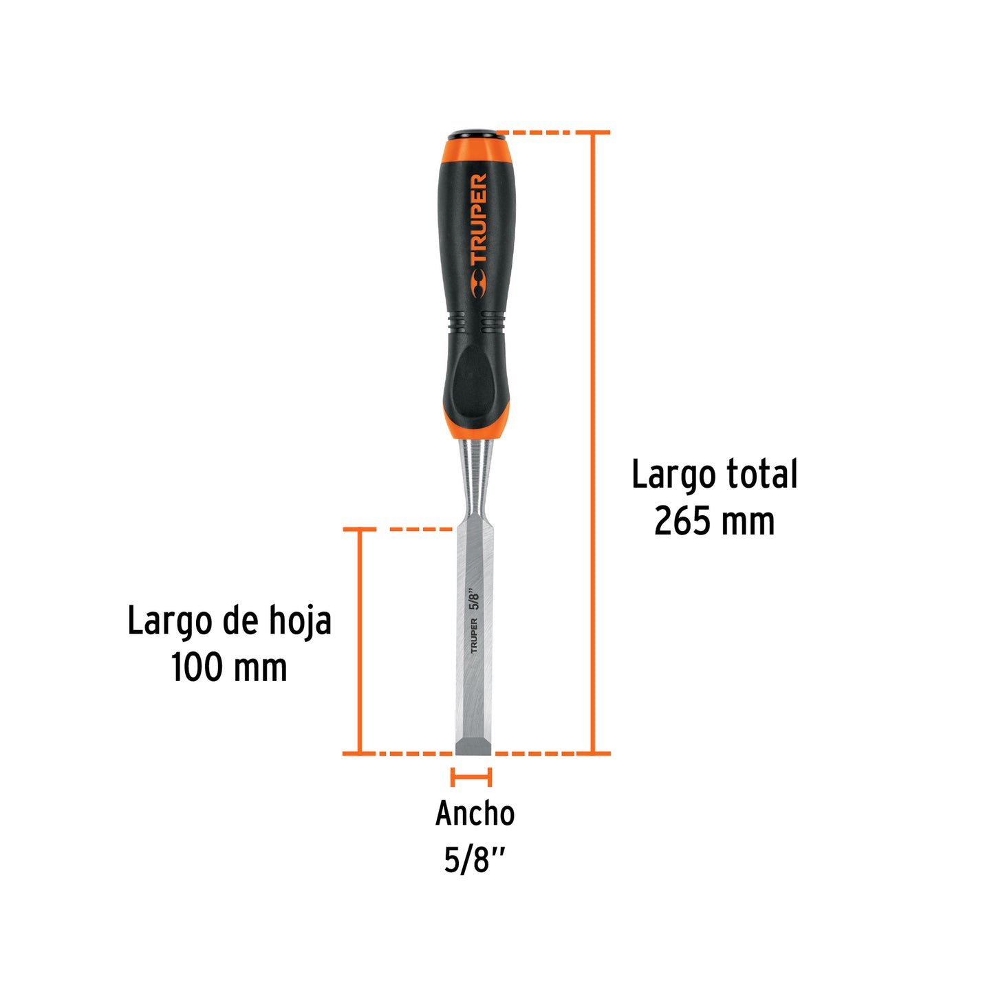 Formón, mango comfort grip, 5/8"