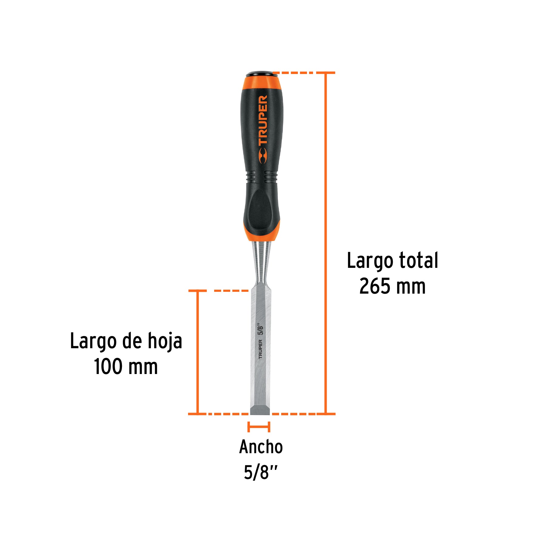Formón, mango comfort grip, 5/8"
