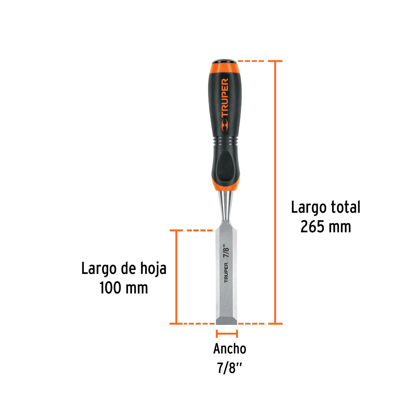 Formón, mango comfort grip, 7/8"