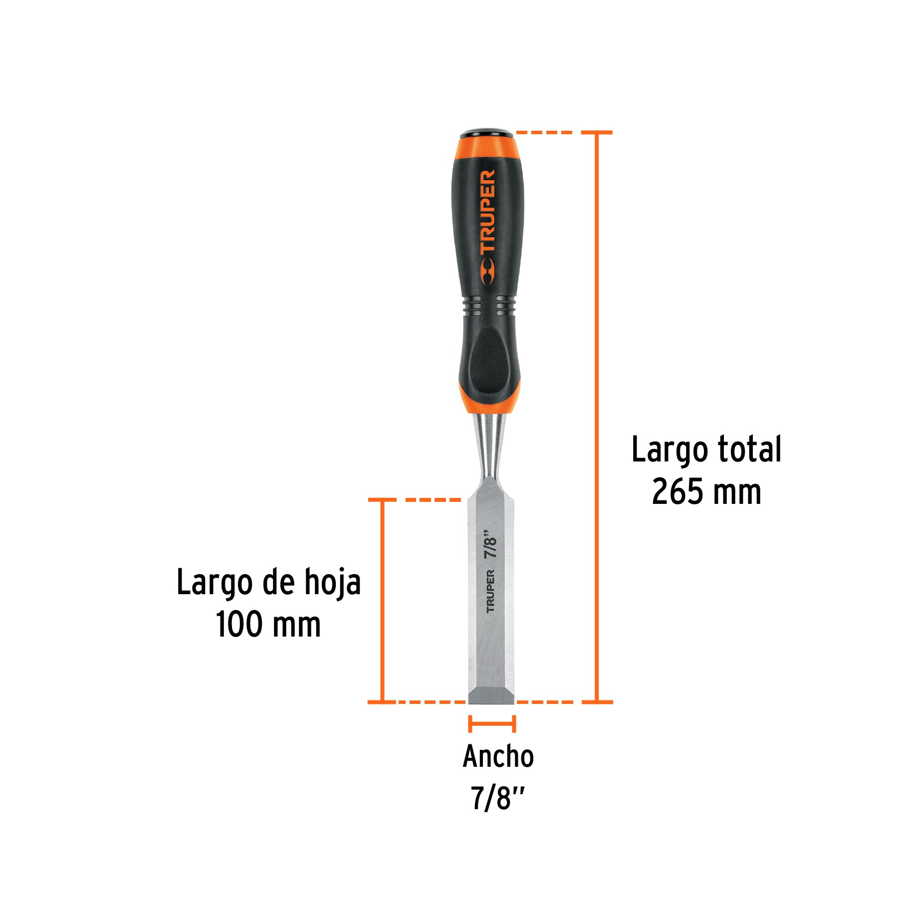 Formón, mango comfort grip, 7/8"