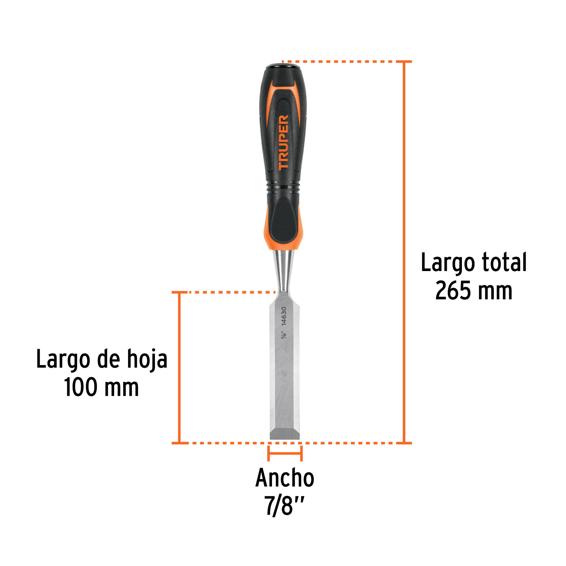 Formón, mango comfort grip, 7/8"