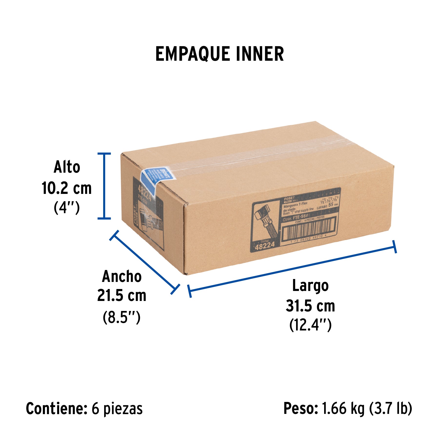 Manguera 'T', vinilo, 55 cm, para lavabo, Foset