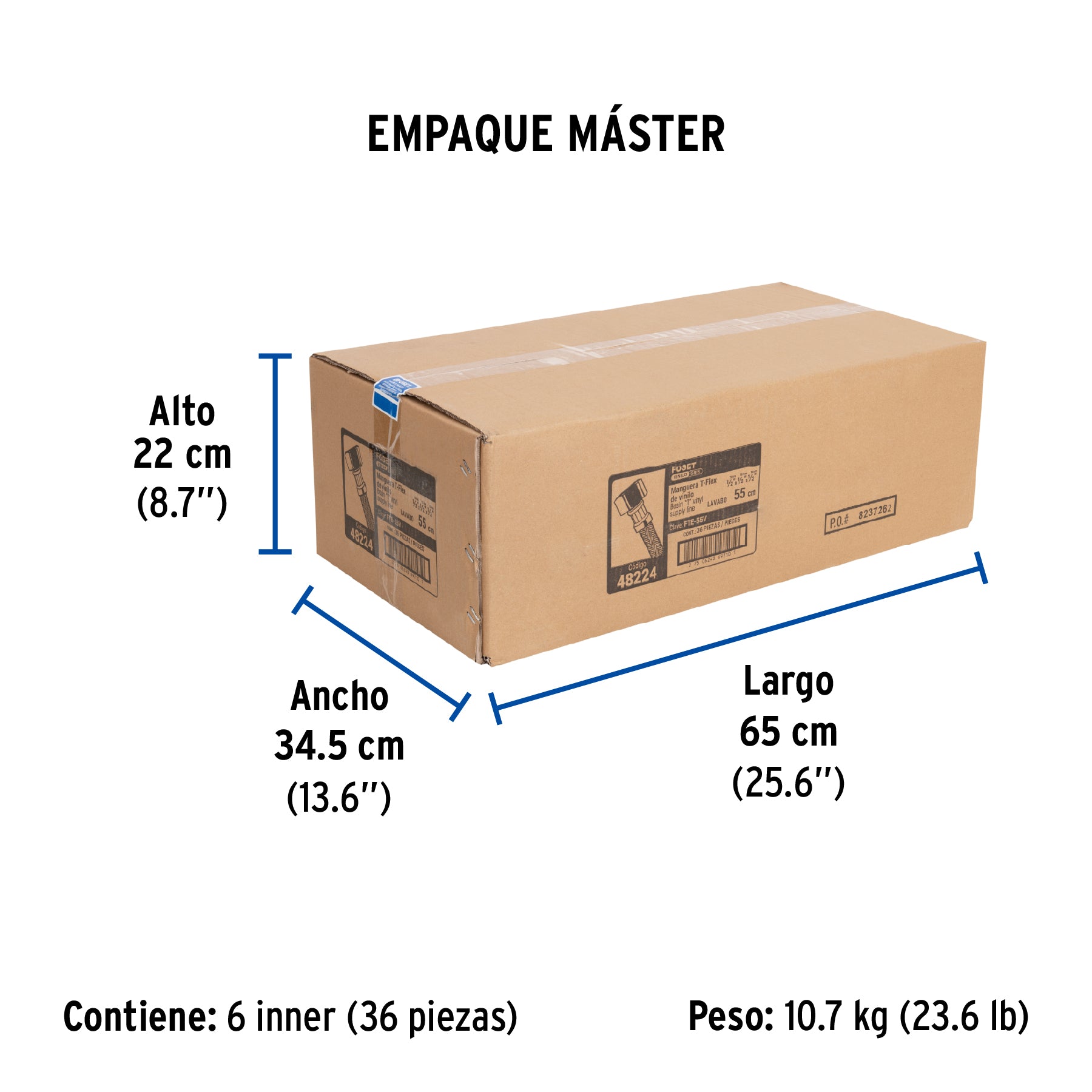 Manguera 'T', vinilo, 55 cm, para lavabo, Foset