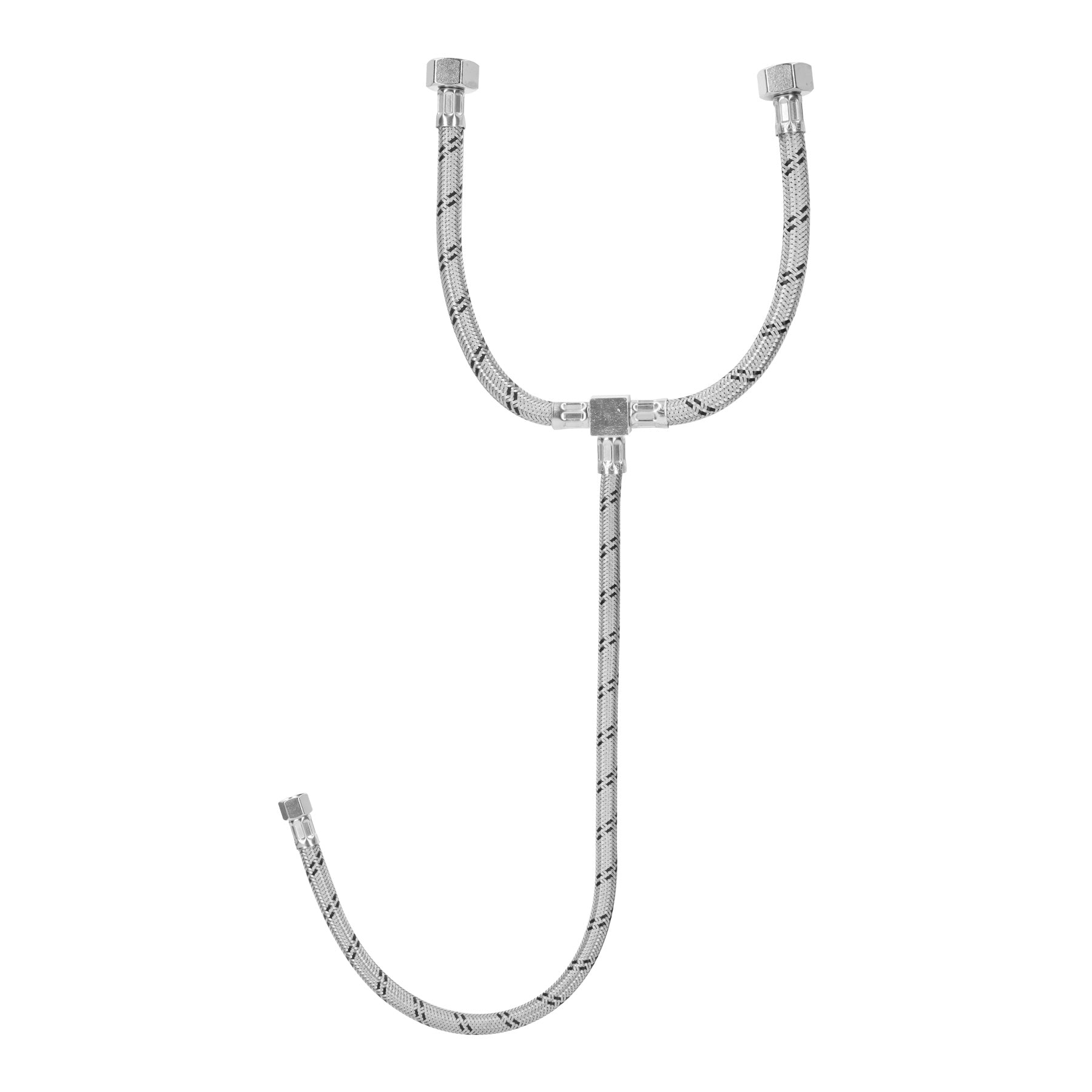 Manguera 'T' lavabo/fregadero,acero inox,3/8'x1/2'x1/2',55cm