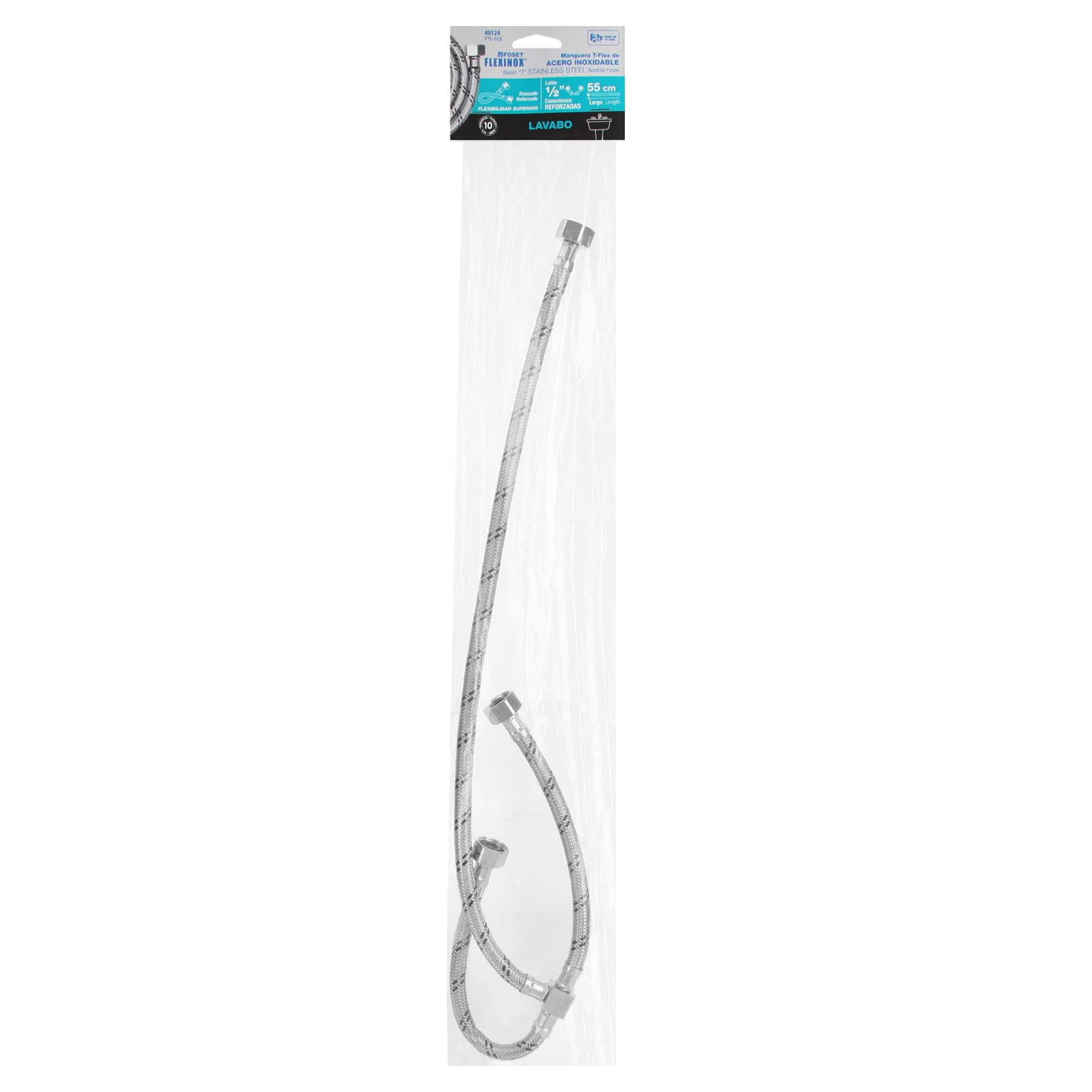 Manguera hule ,"T", 55 cm, acero inoxidable, usos generales