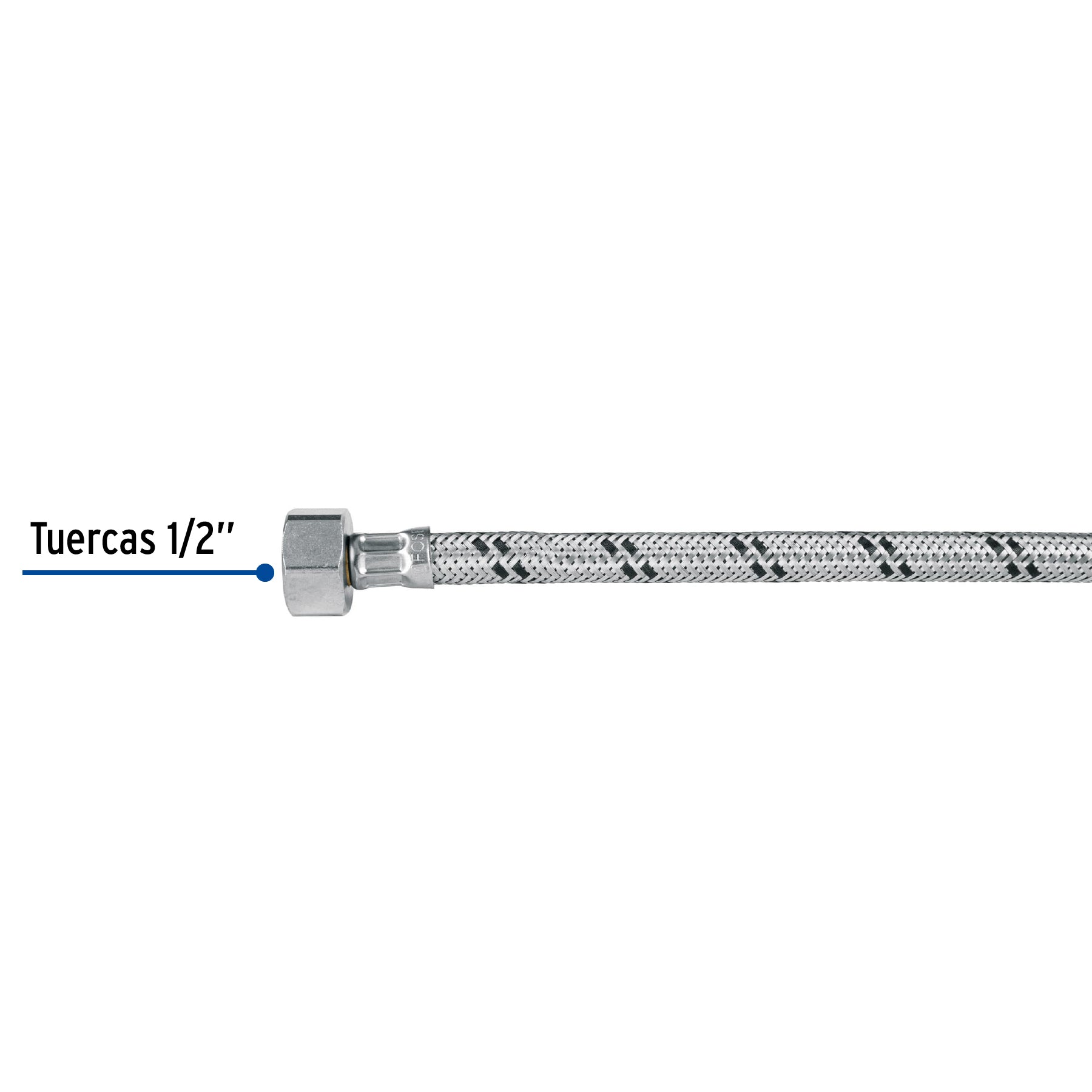 Manguera hule ,"T", 55 cm, acero inoxidable, usos generales