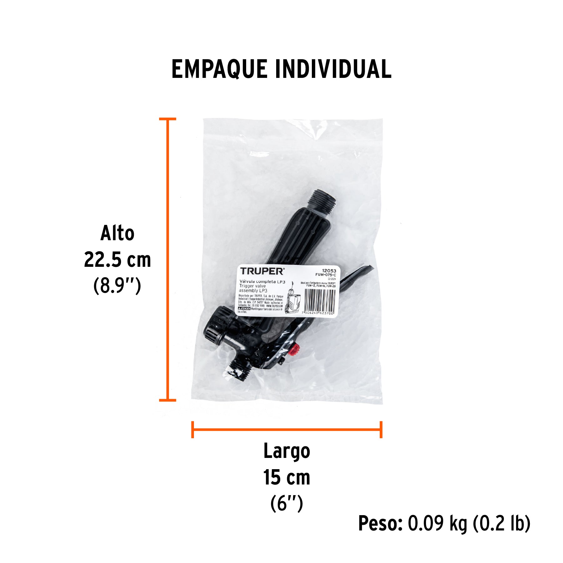 Válvula completa LP3 para fumigadores FUM-12, 16 y 20