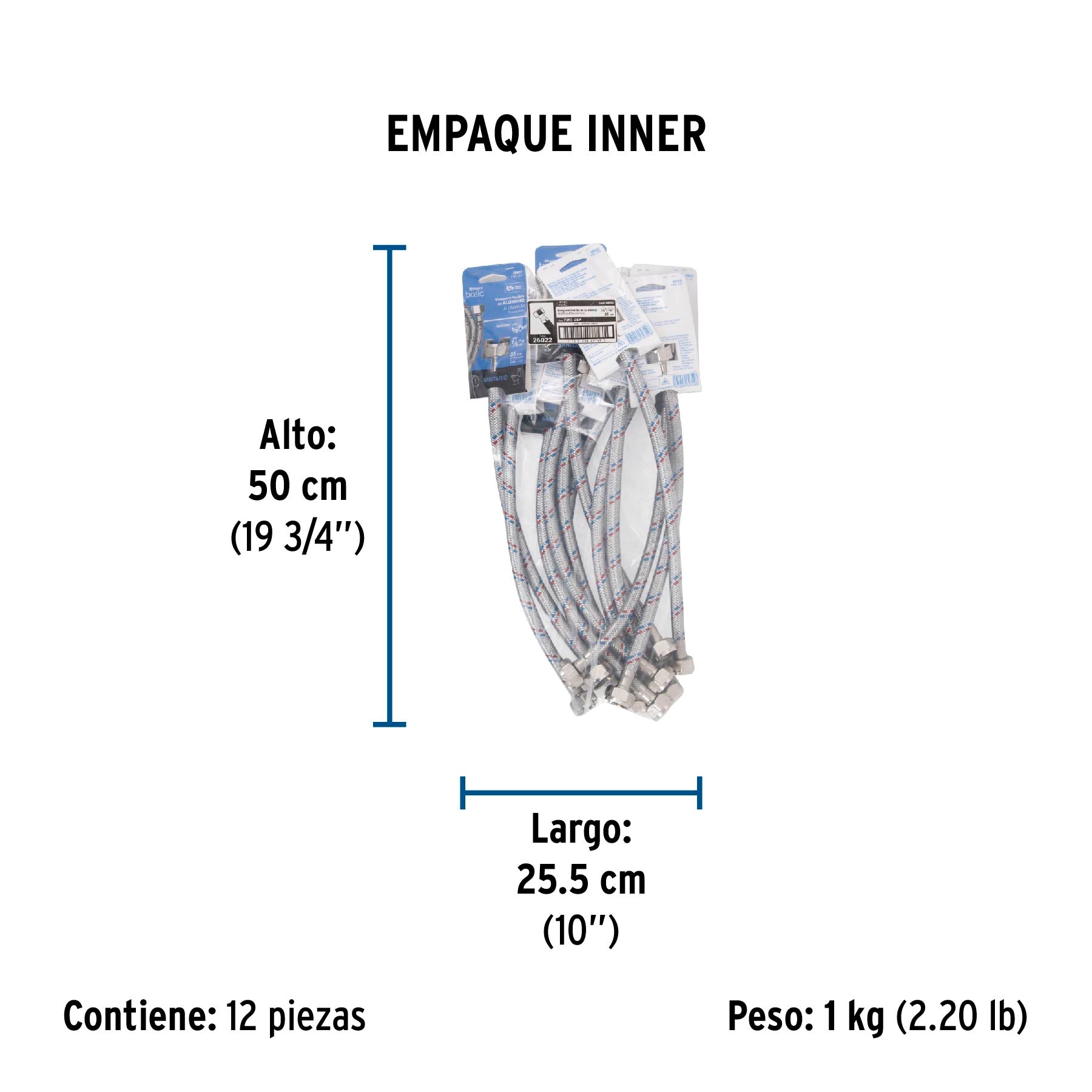 Manguera flexible para WC, 35 cm, aluminio, Foset basic