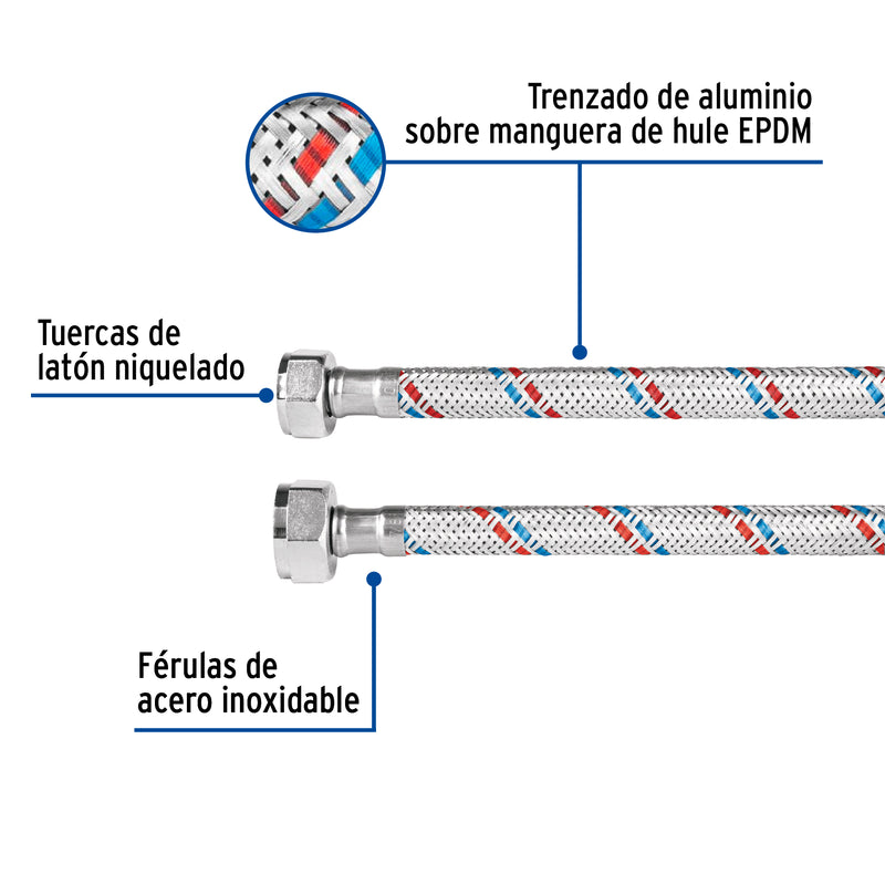 Manguera flexible para WC, 35 cm, aluminio, Foset basic