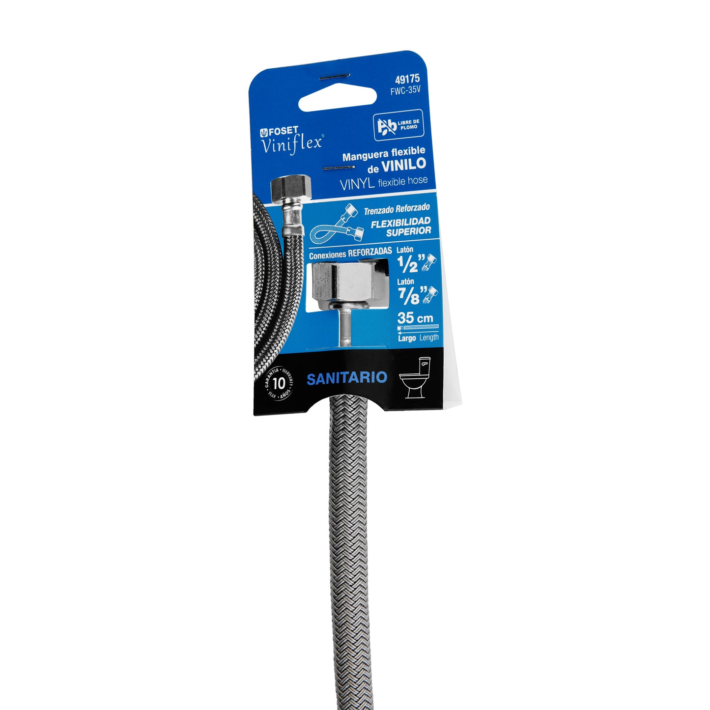 Manguera de hule para WC, 35 cm, vinilo, usos generales