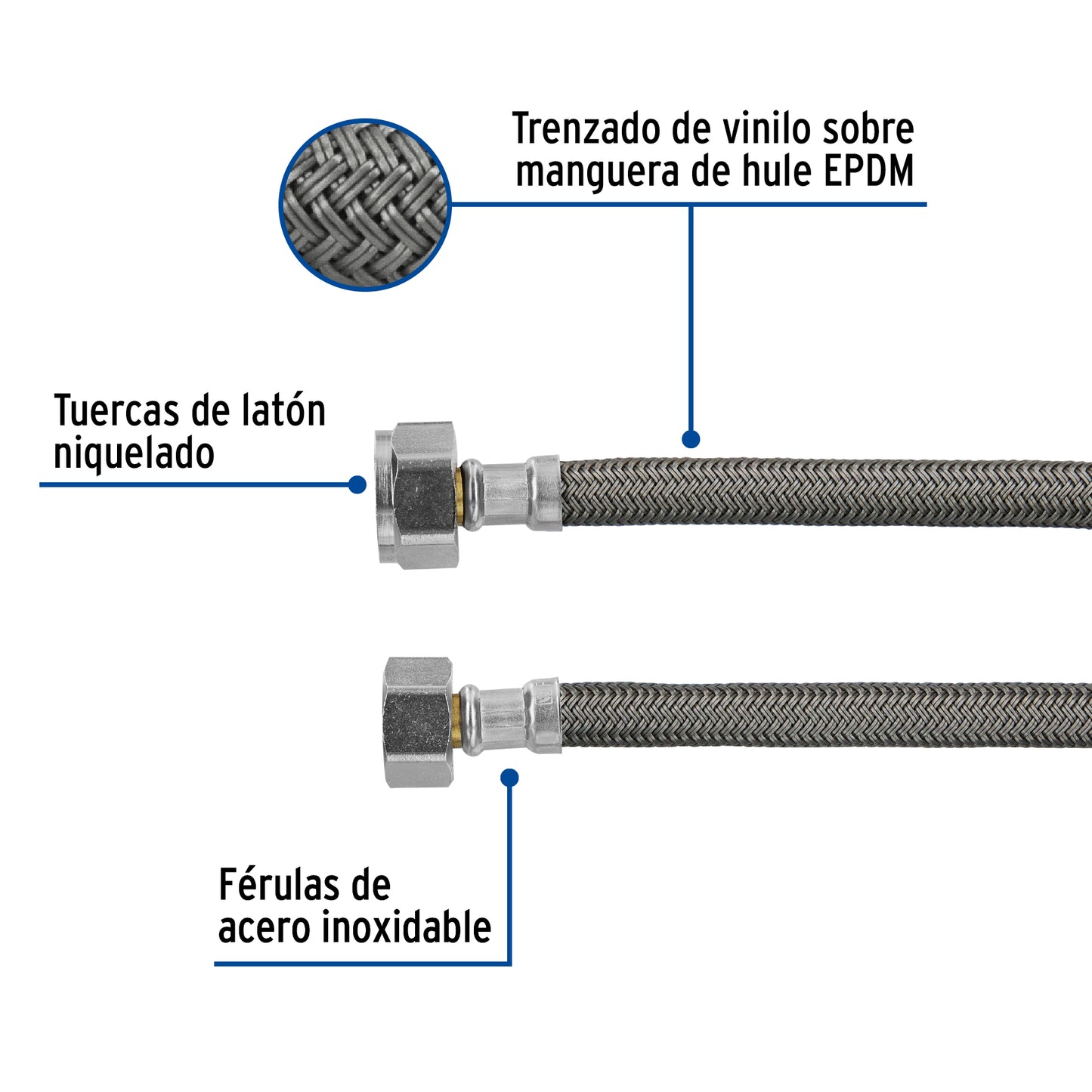 Manguera de hule para WC, 35 cm, vinilo, usos generales