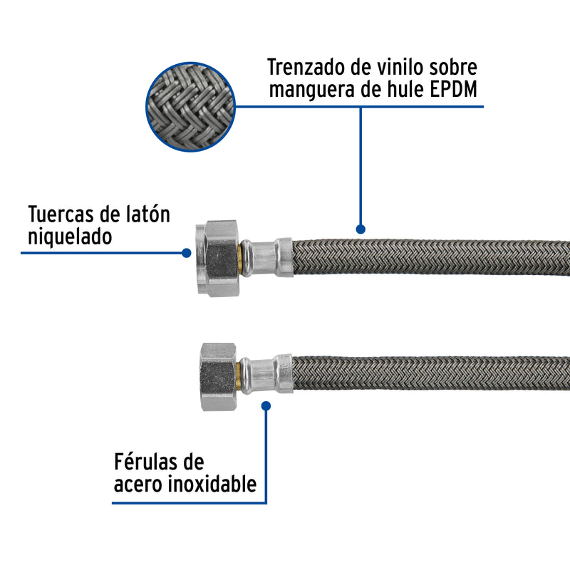 Manguera de hule para WC, 35 cm, vinilo, usos generales