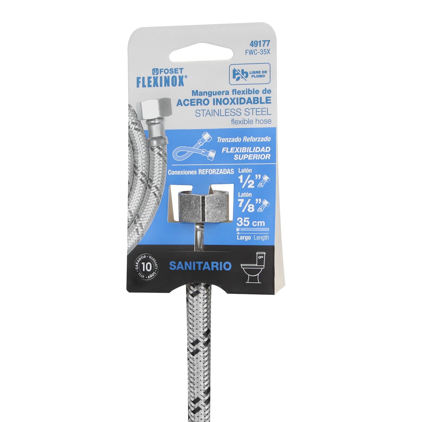 Manguera de hule, 35 cm, acero inoxidable, usos generales