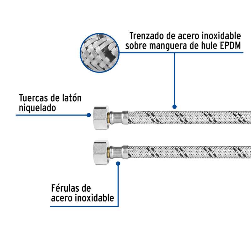 Manguera de hule, 35 cm, acero inoxidable, usos generales
