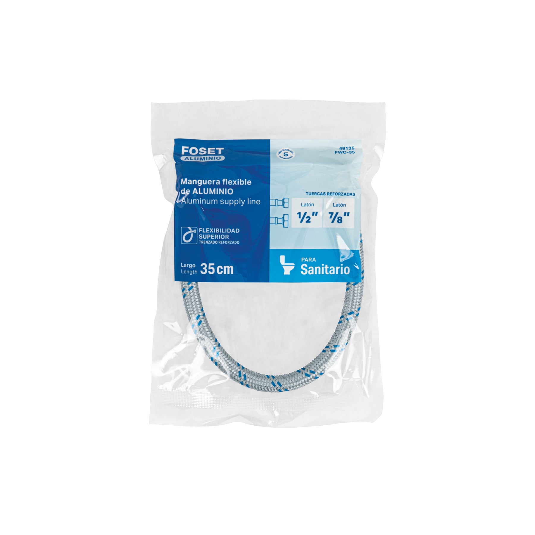 Manguera de hule, 35 cm, aluminio, usos generales