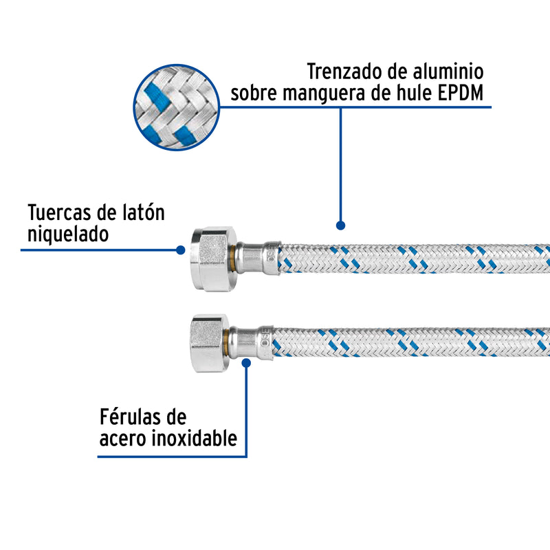 Manguera de hule, 35 cm, aluminio, usos generales
