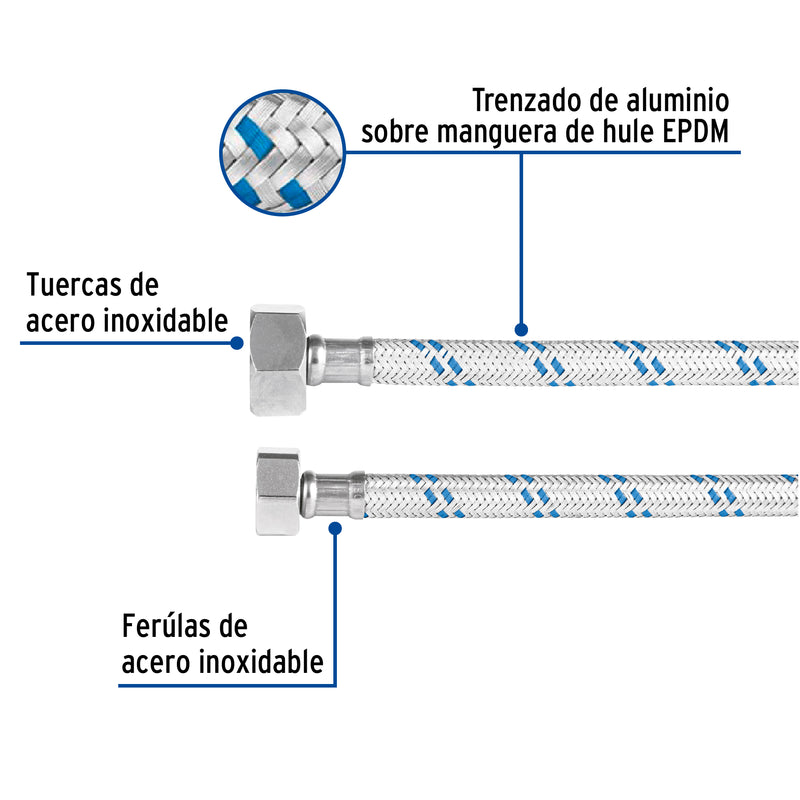 Manguera de hule, 35 cm, aluminio, usos generales
