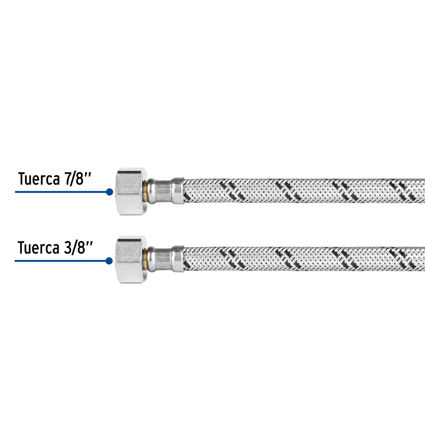 Manguera p/WC, acero inox, 3/8' x 7/8', 40 cm, Foset
