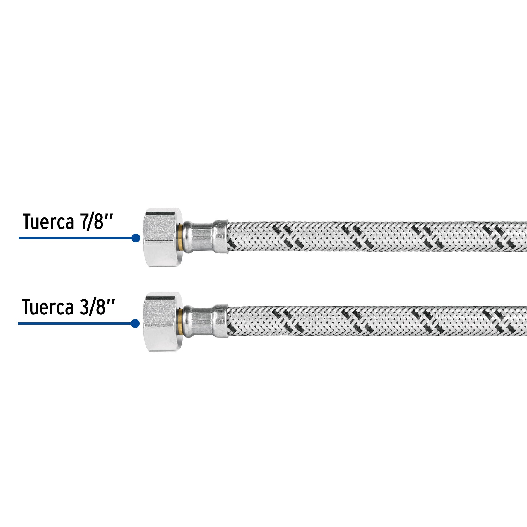 Manguera p/WC, acero inox, 3/8' x 7/8', 40 cm, Foset