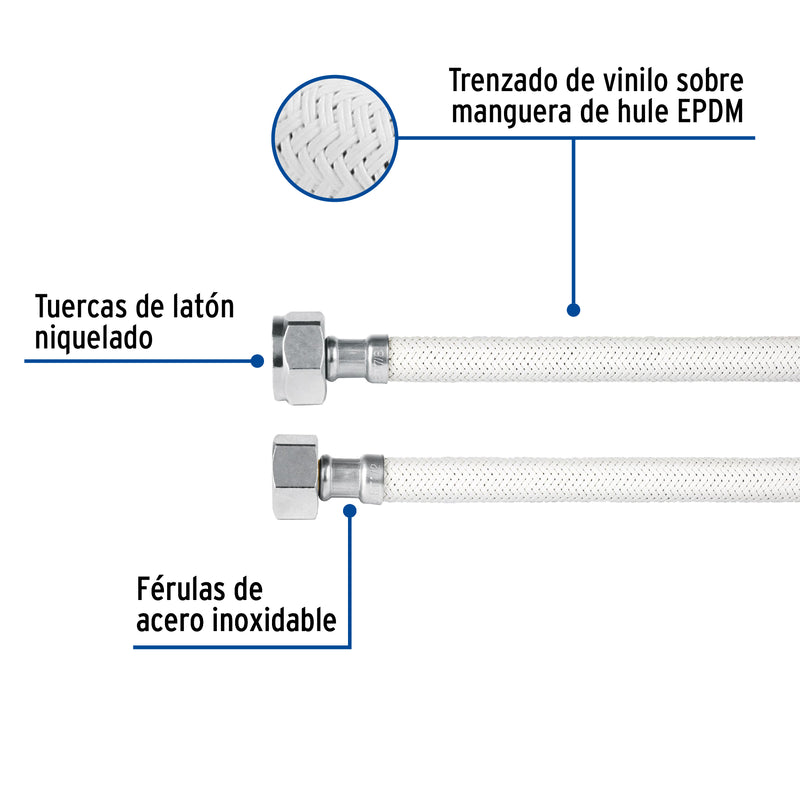 Manguera de hule, 50 cm, vinilo blanca, usos generales
