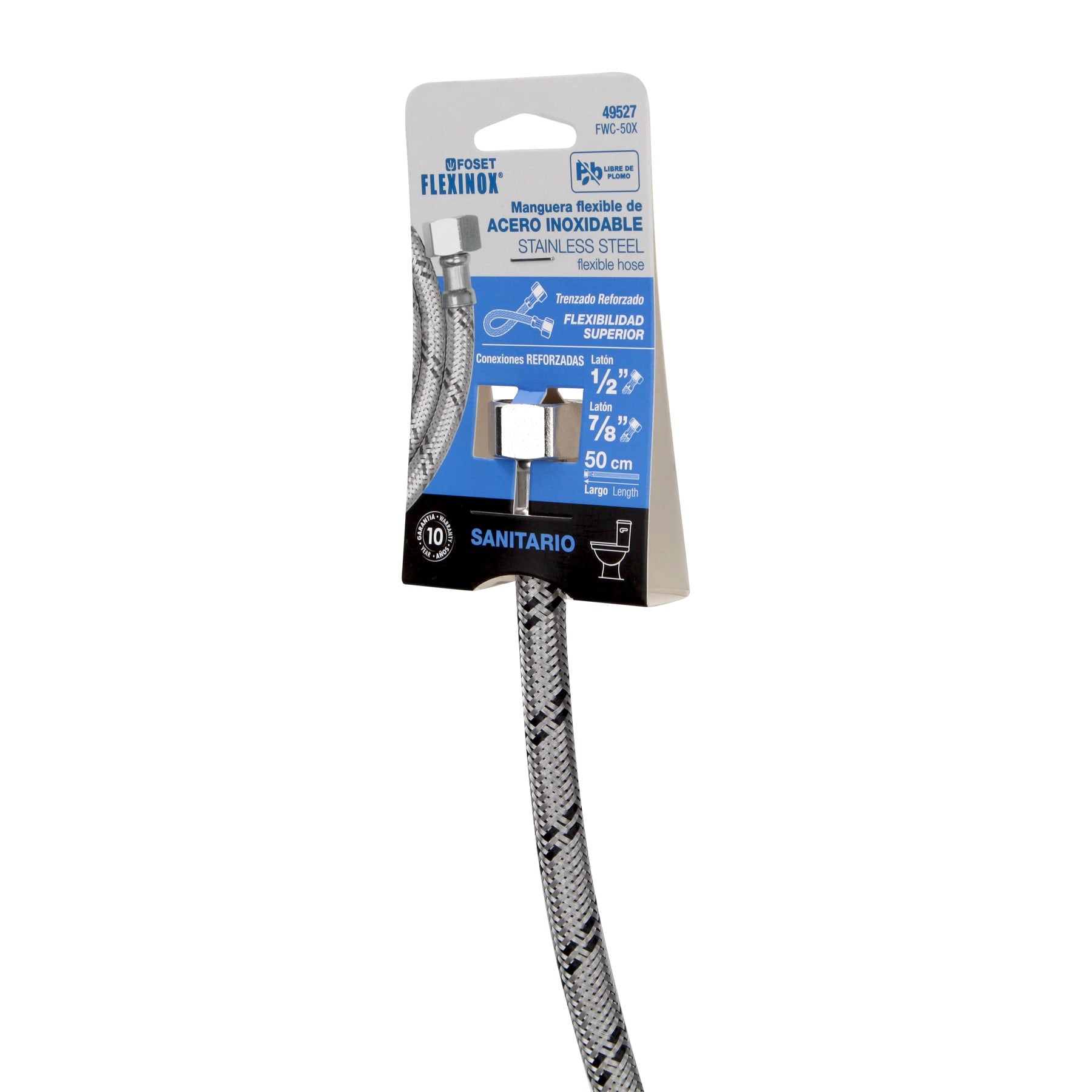 Manguera hule, 50 cm, acero inoxidable , usos generales