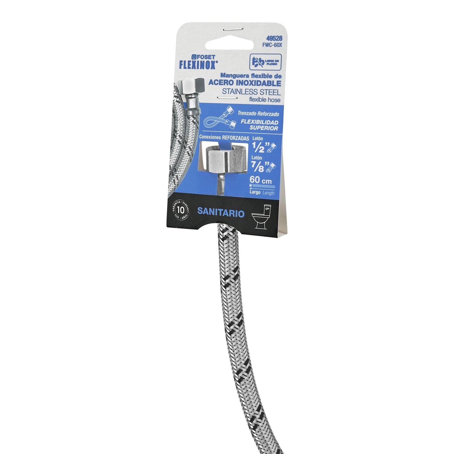 Manguera de hule, 60 cm, acero inoxidable, usos generales