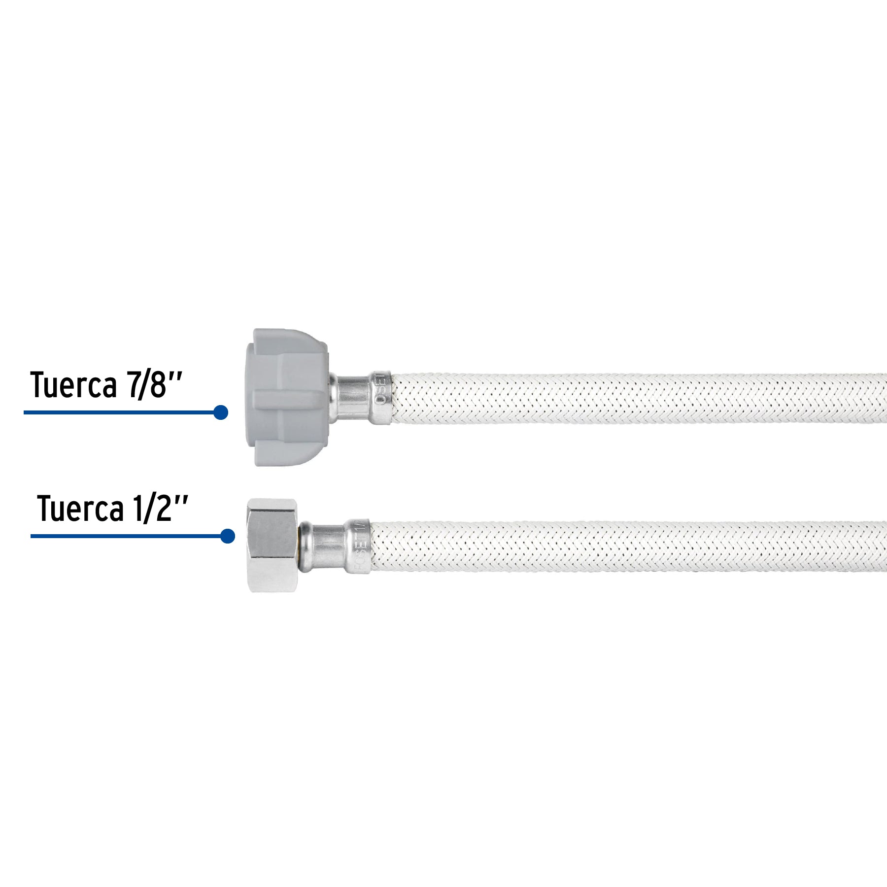 Manguera hule, 35cm,blanca,conector plástico, usos generales