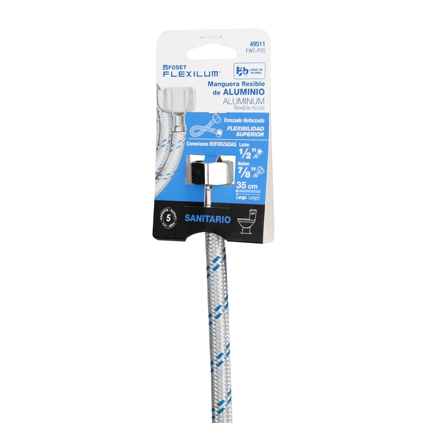 Manguera hule,35cm,aluminio,conector plástico,usos generales