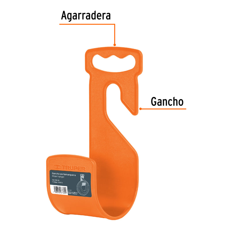 Gancho plástico para manguera de jardín, negro