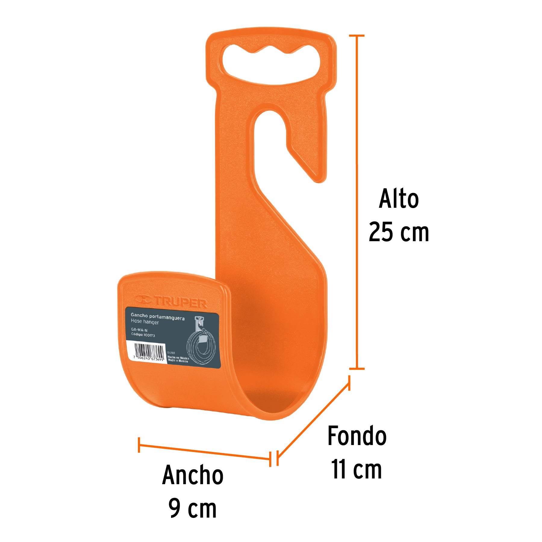 Gancho plástico para manguera de jardín, negro