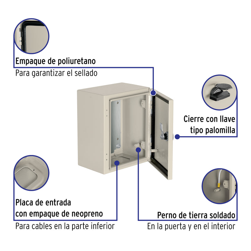 Gabinete metálico, 250 x 200 mm, Volteck