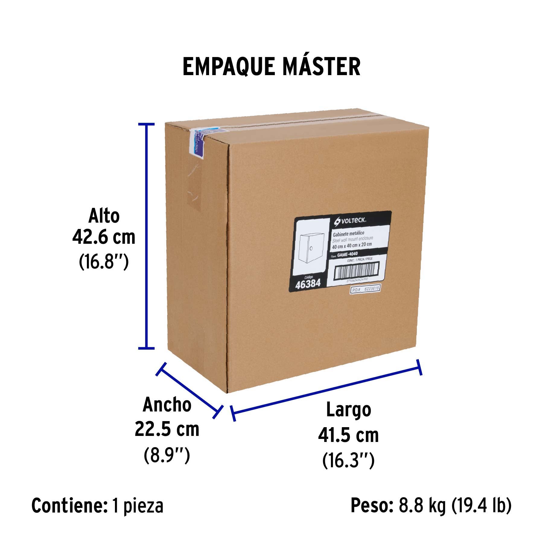 Gabinete metálico, 400 x 400 mm, Volteck