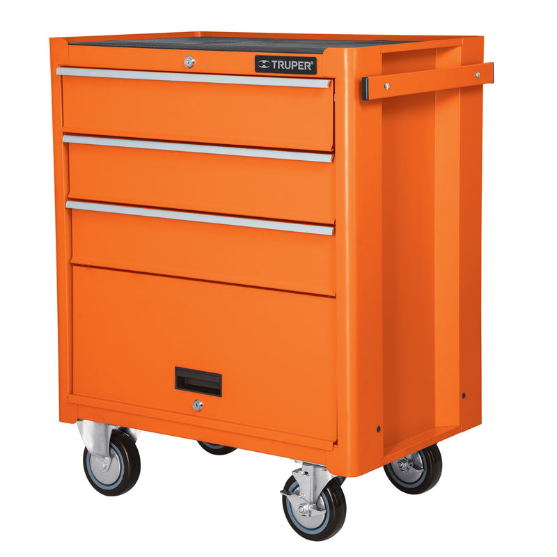 Gabinete metálico móvil, 4 cajones, capacidad 90 kg, TRUPER