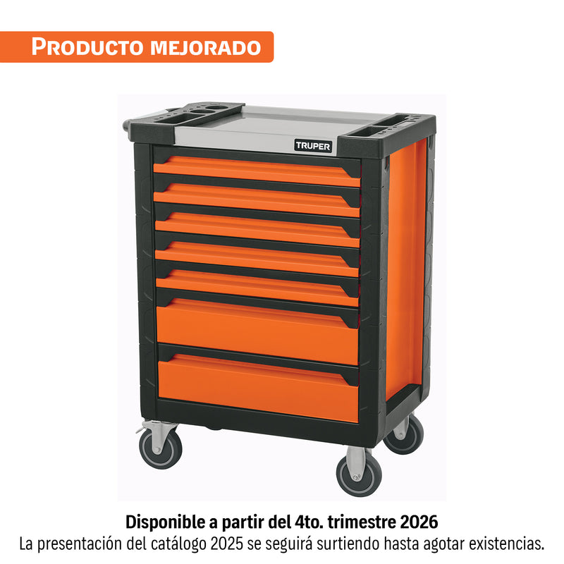 Gabinete metálico móvil, 6 cajones, capacidad 130 kg.