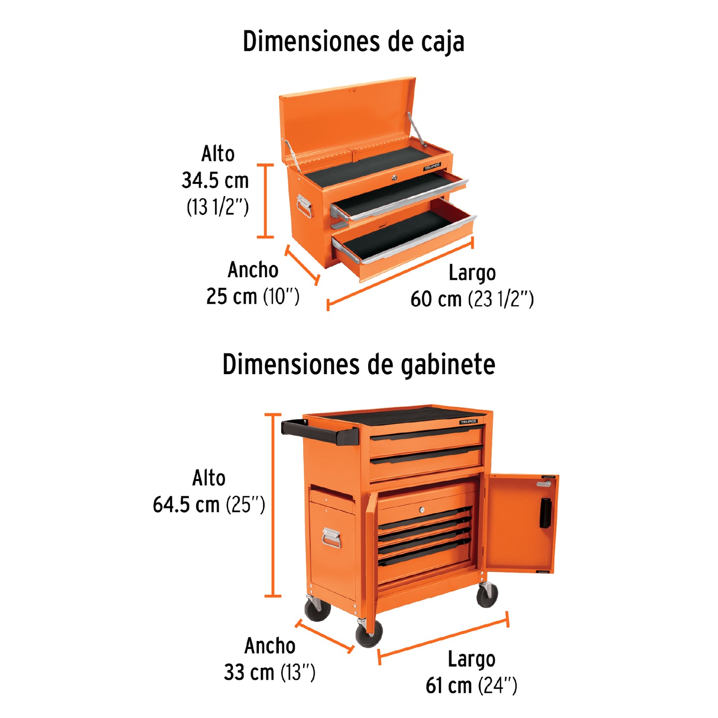 Gabinete metálico móvil, 6 cajones, 2 compartimentos, Truper