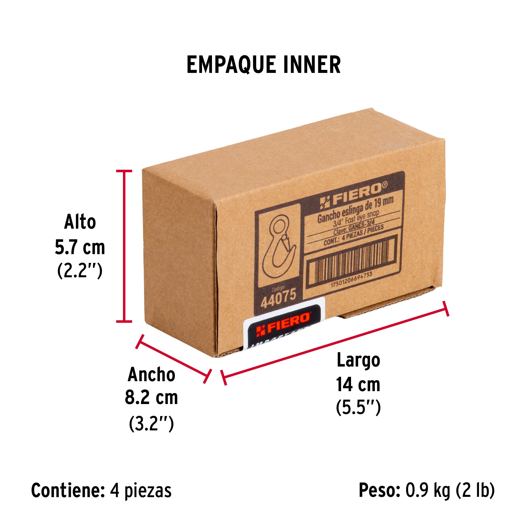 Gancho eslinga para cable de 3/4"