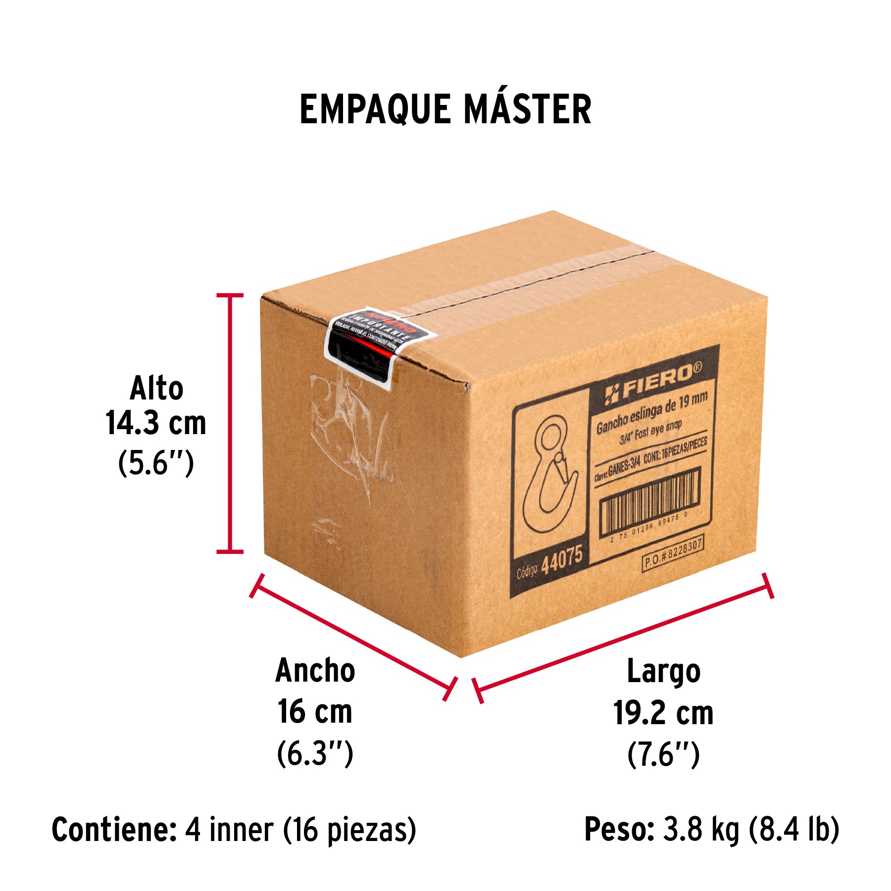 Gancho eslinga para cable de 3/4"