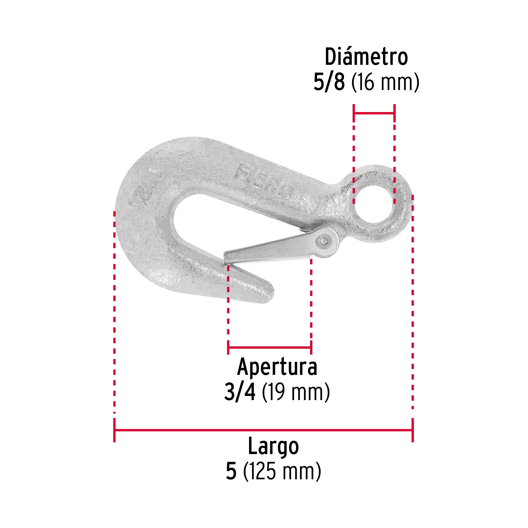Gancho eslinga de 5/8", 3300 lbs