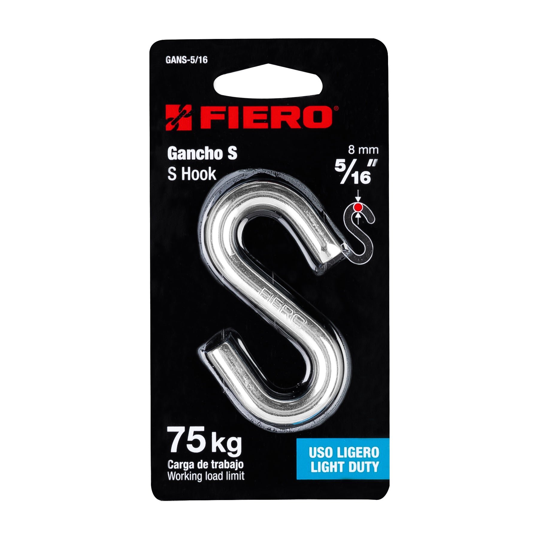 Gancho "s" para cable de 5/16"
