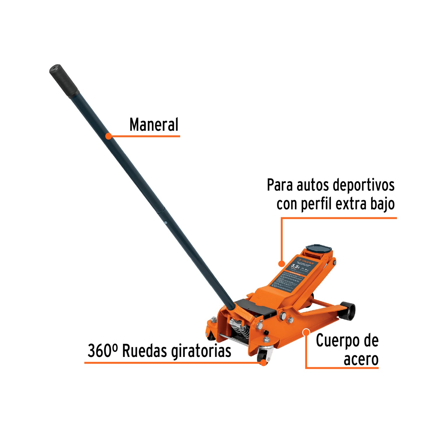 Gato de patín profesional, 3.5 tons, elevación rápida
