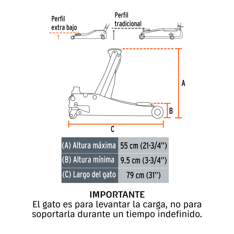 Gato de patín profesional, 3.5 tons, elevación rápida